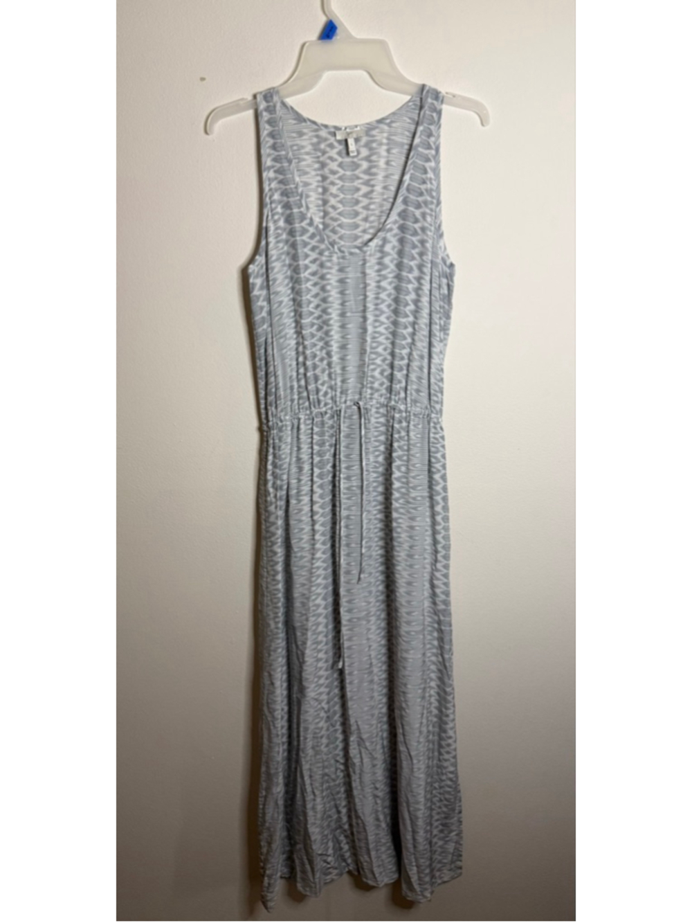 Women's Joie Gray White Patterned 100% Silk Maxi Dress S